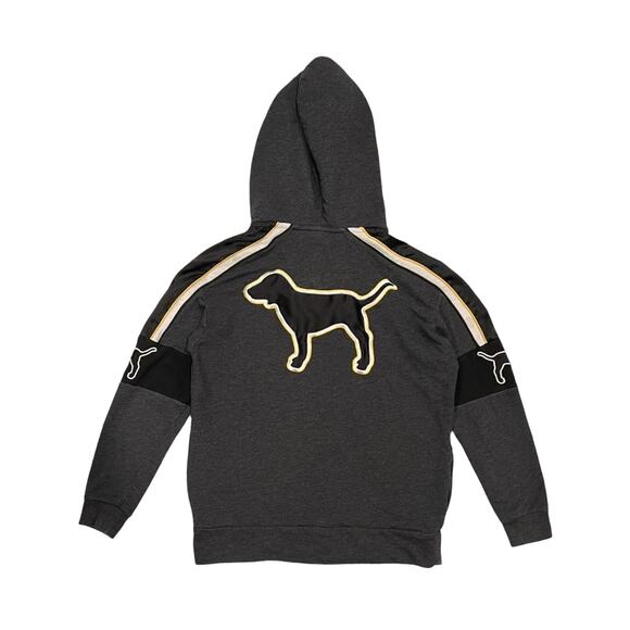★ Victoria’s Secret PINK Sherpa Dog Logo Big Print Hoodie ★ - Picture 1 of 8
